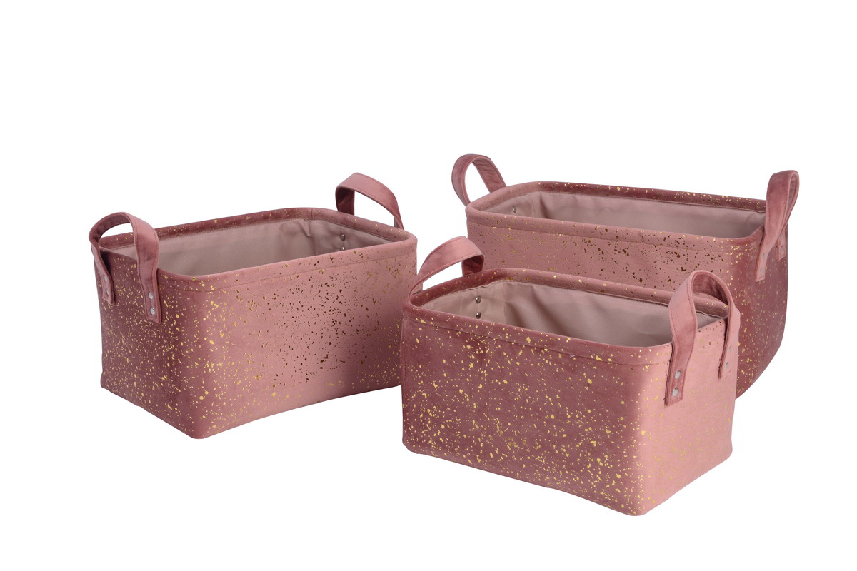 Set of 3 velvet baskets with printing,Velvet items